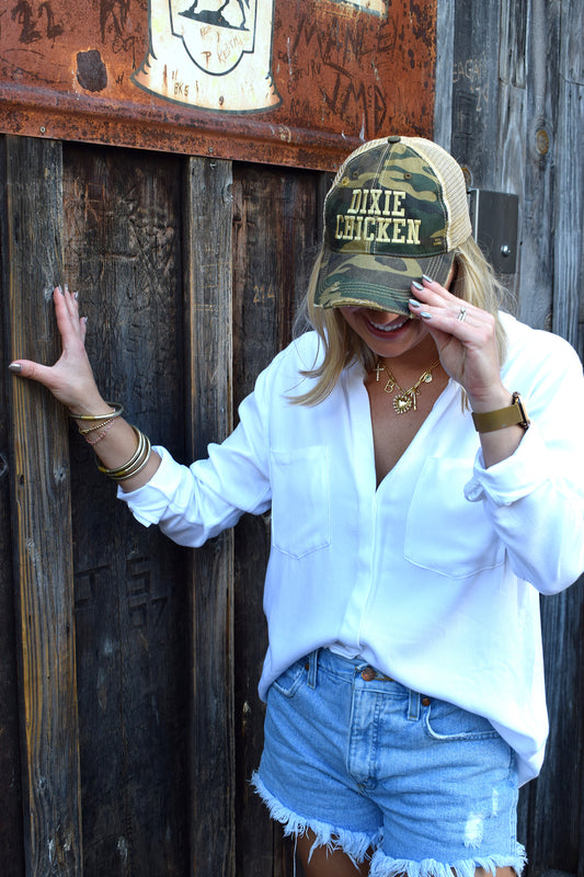 Distressed Camo Hat