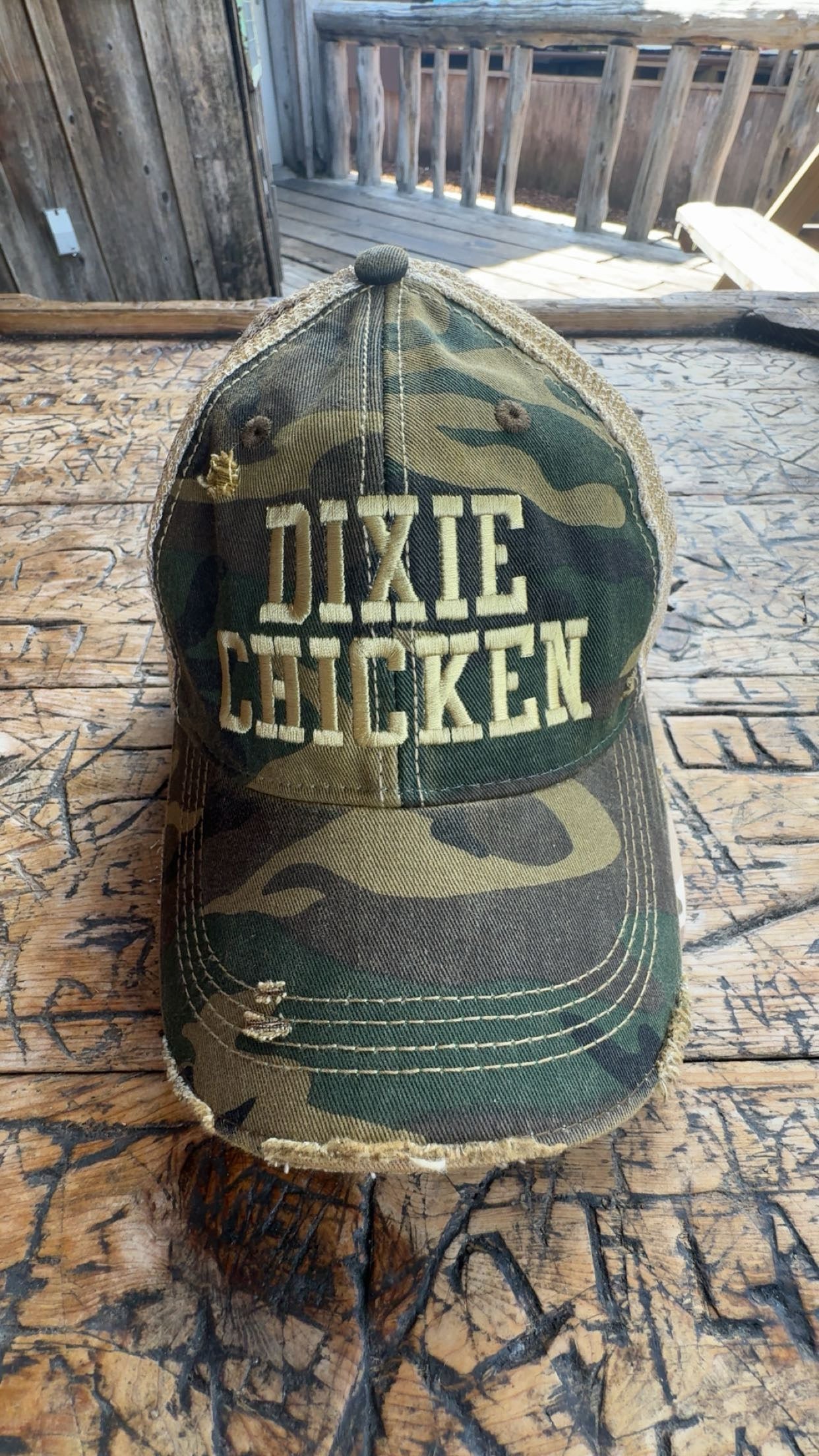Distressed Camo Hat